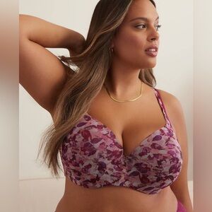 Deesse Mesh Floral Underwire Contour T-Shirt Bra raspberry radiance size 38H